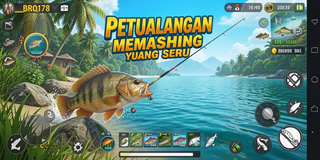 Tampilan gameplay menangkap ikan yang seru di BRO178.