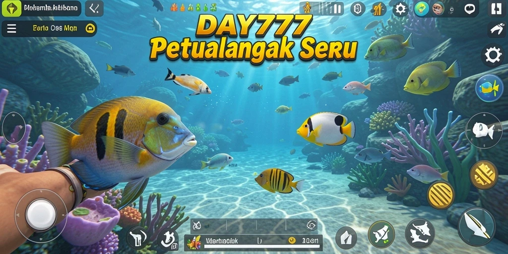 Tangkapan layar utama DAY777 menampilkan aksi menembak ikan yang seru.