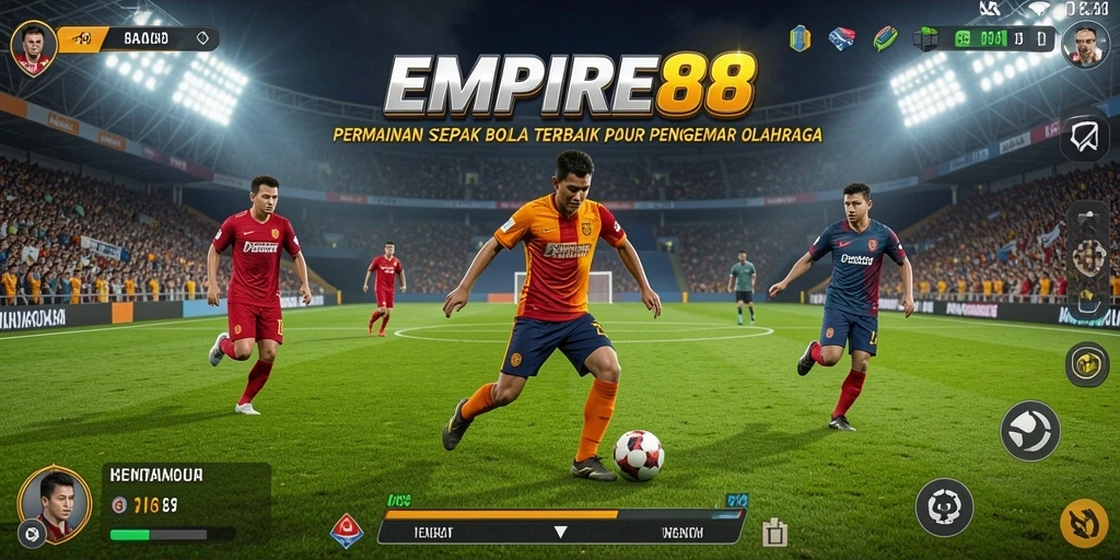 Tangkapan layar gameplay EMPIRE88 dengan aksi nyata dari pertandingan sepak bola.