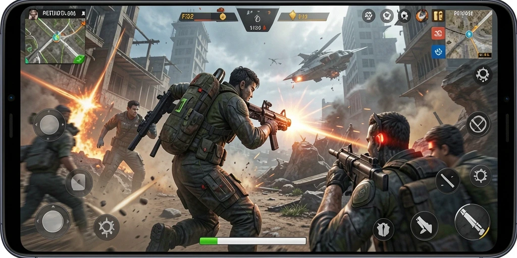 Tampilan aksi seru dalam gameplay F32 yang menegangkan.