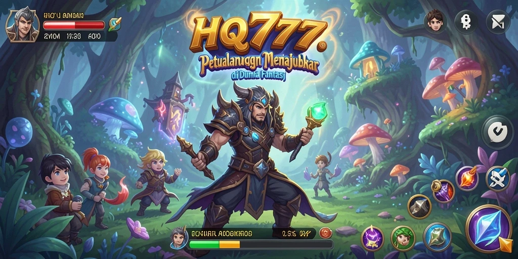 Tampilan gameplay yang mendebarkan dalam HQ777 di dunia petualangan.