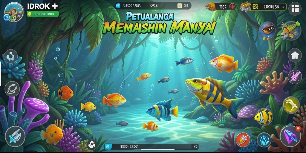 Screenshot gameplay IDROK menampilkan pengalaman memancing yang mendebarkan.