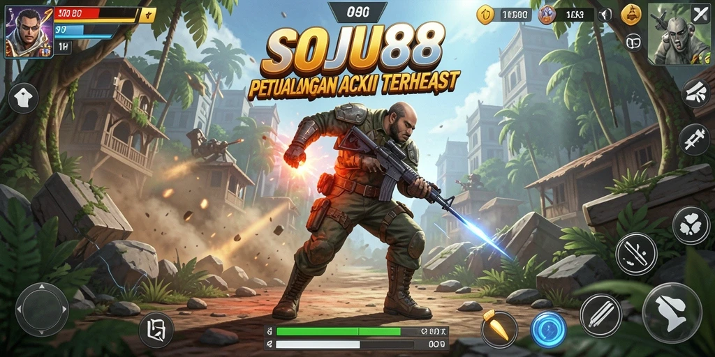 Tangkapan layar SOJU88 menunjukkan momen aksi epik dalam gameplay.