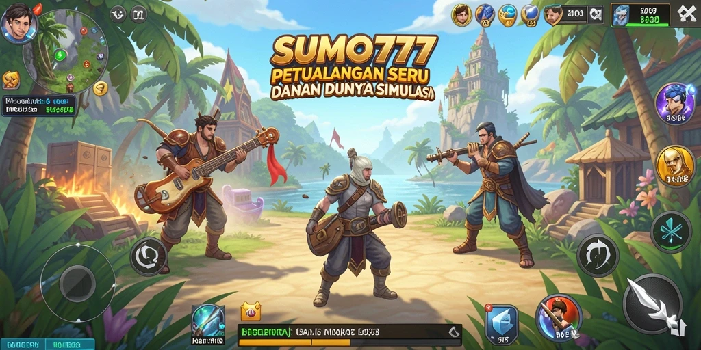 Tangkapan layar utama SUMO777 menampilkan aksi bertarung sumo yang mengesankan.