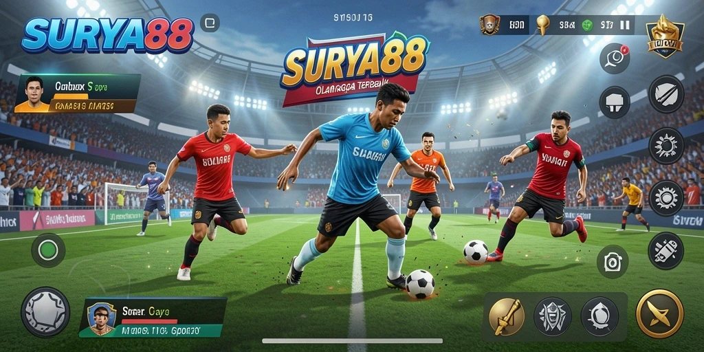 Tampilan utama gameplay SURYA88 dengan aksi olahraga yang mendebarkan.